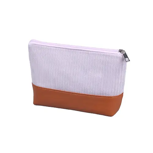 Lightweight Leather Beauty Corduroy Men's Cosmetic Bag Travel Pouch For Toiletries